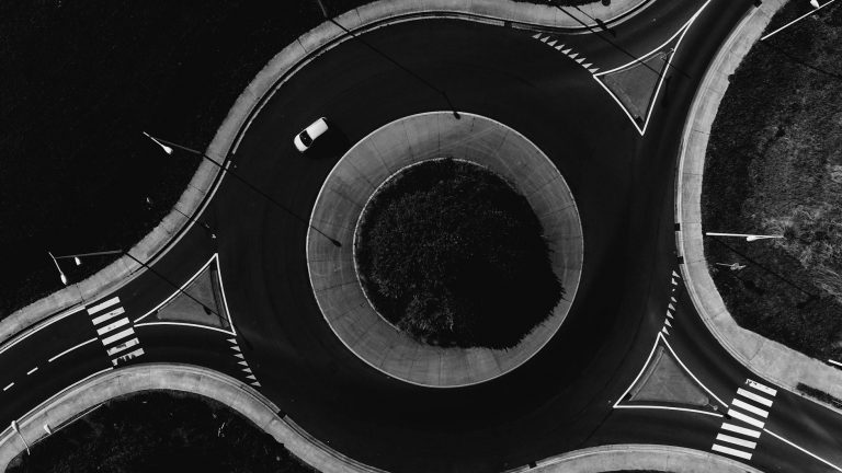 gray scale photo of road